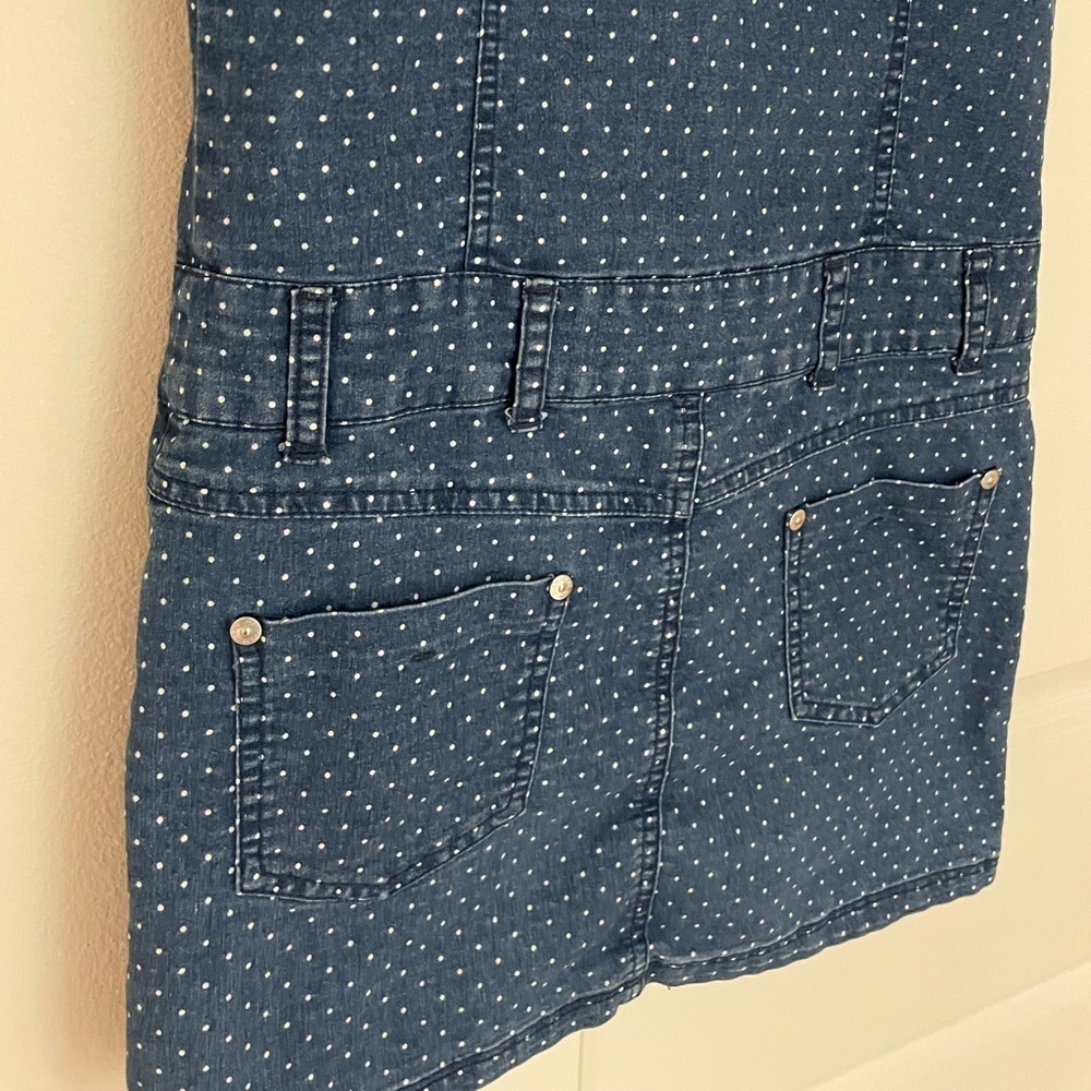 Kids Girls Guess Denim Dress, Cap Sleeve, Snap Up with Dots, Size 14 Jean Dress - Picture 9 of 12